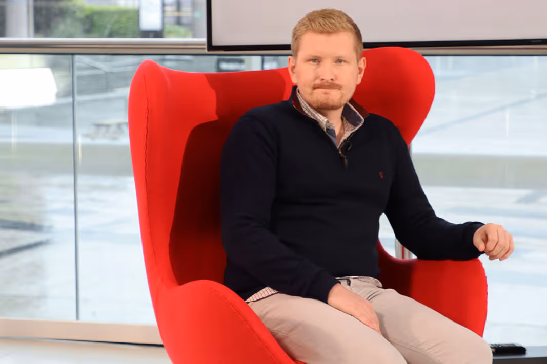 The Hut Groups Group People Director Richard Nolan on the set of Best Companies Live