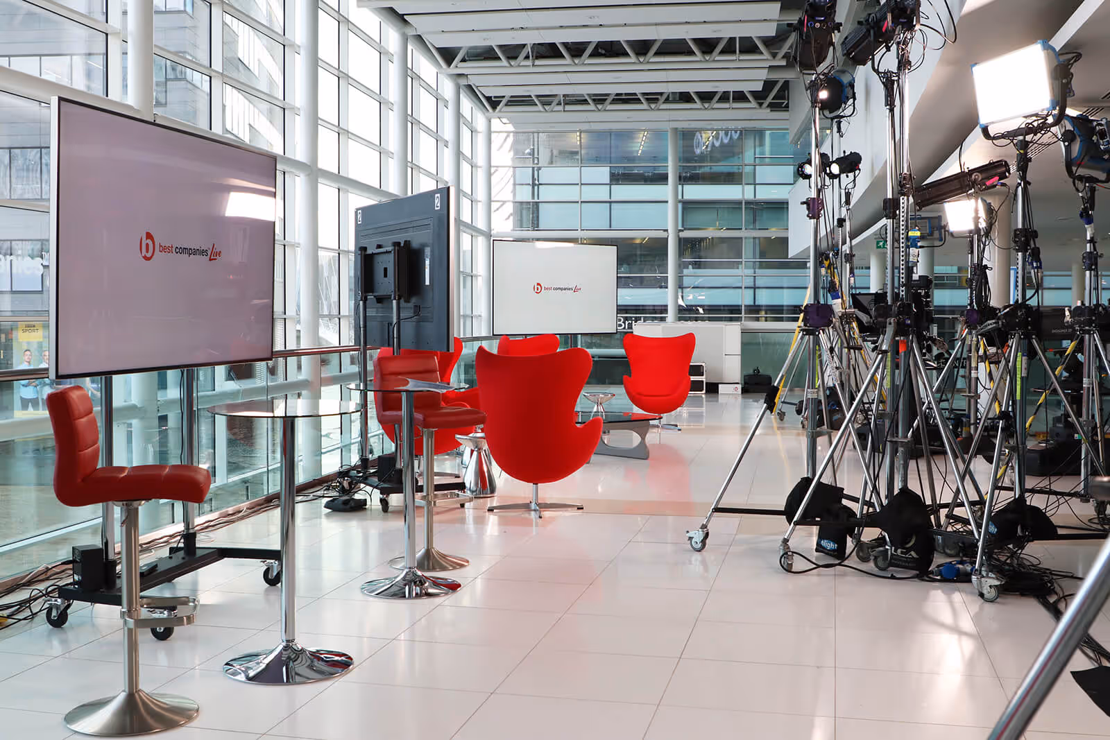 Setup of sets at Best Companies Live at Media City UK