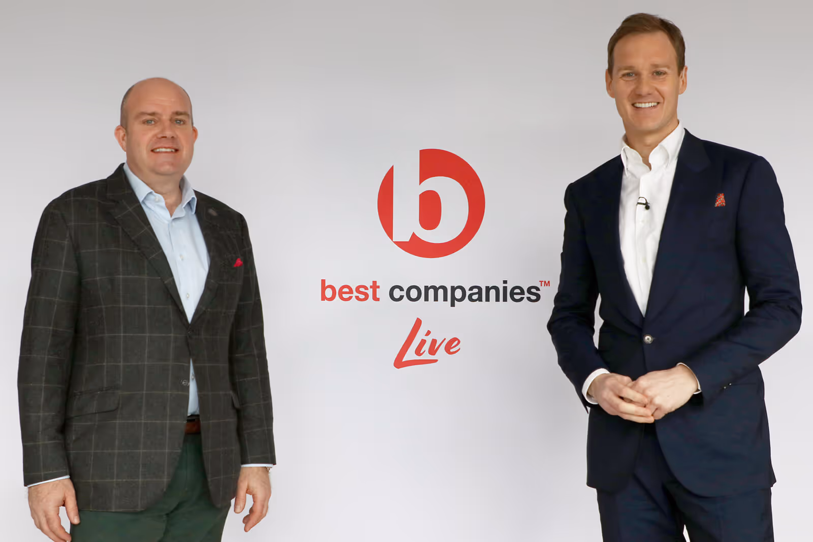 Presenter Dan Walker and Thakeham's Rob Boughton at Best Companies Live