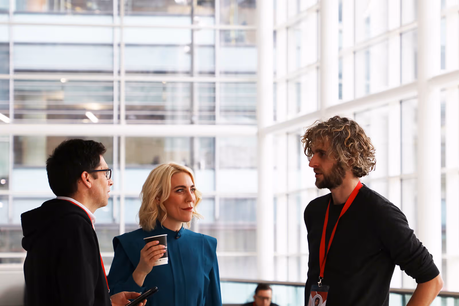 Presenter Jemma Bolt and Octopus Energy's Phil Steele backstage at Best Companies Live