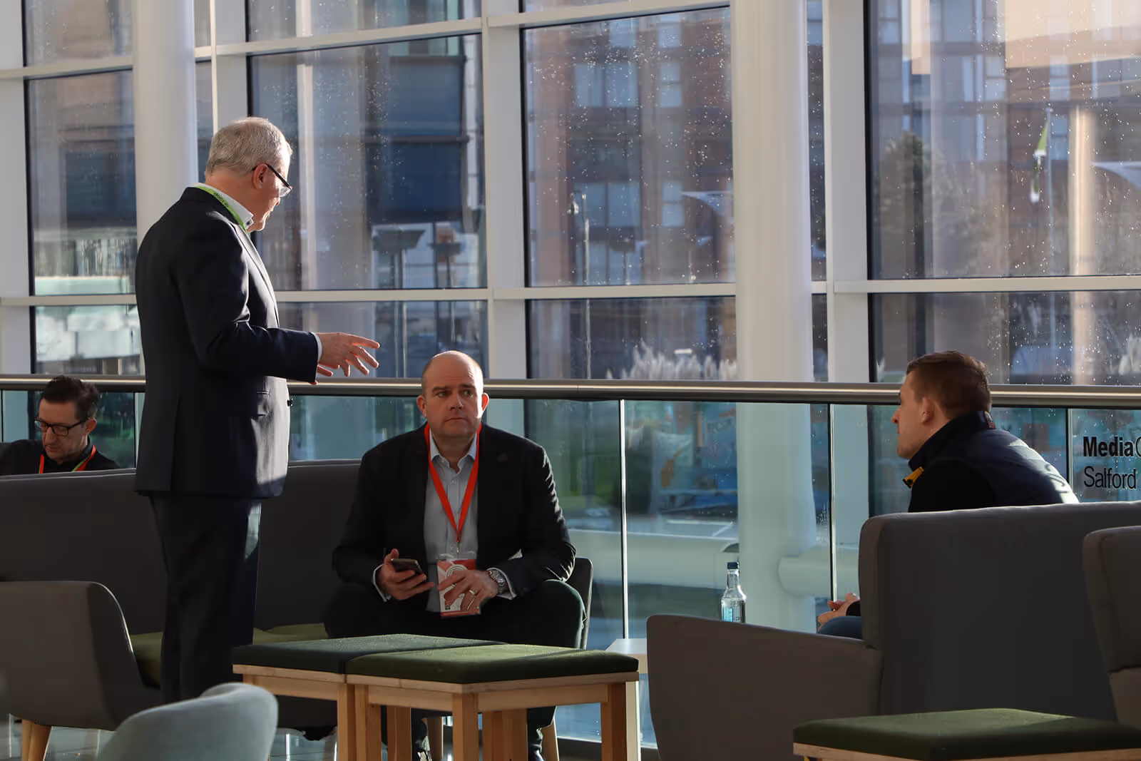 Thakehams Rob Boughton and Modern Milkman's Simon Mullin backstage at Best Companies Live