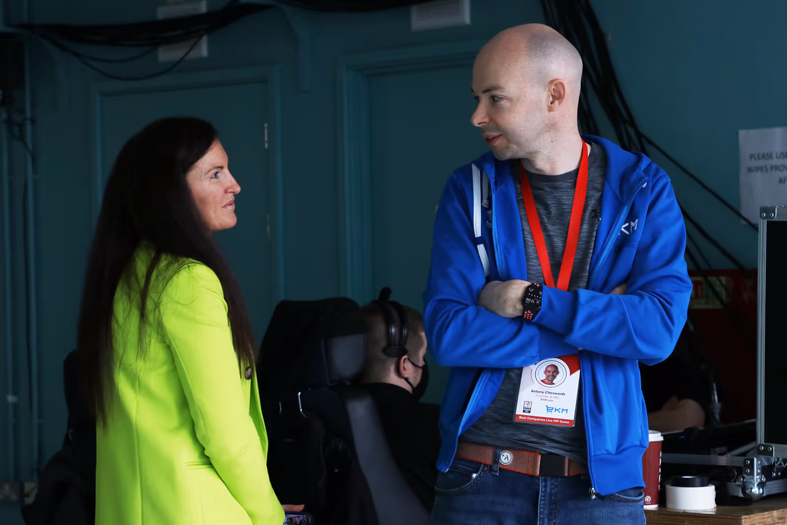 EKM's Antony Chesworth backstage during Best Companies Live