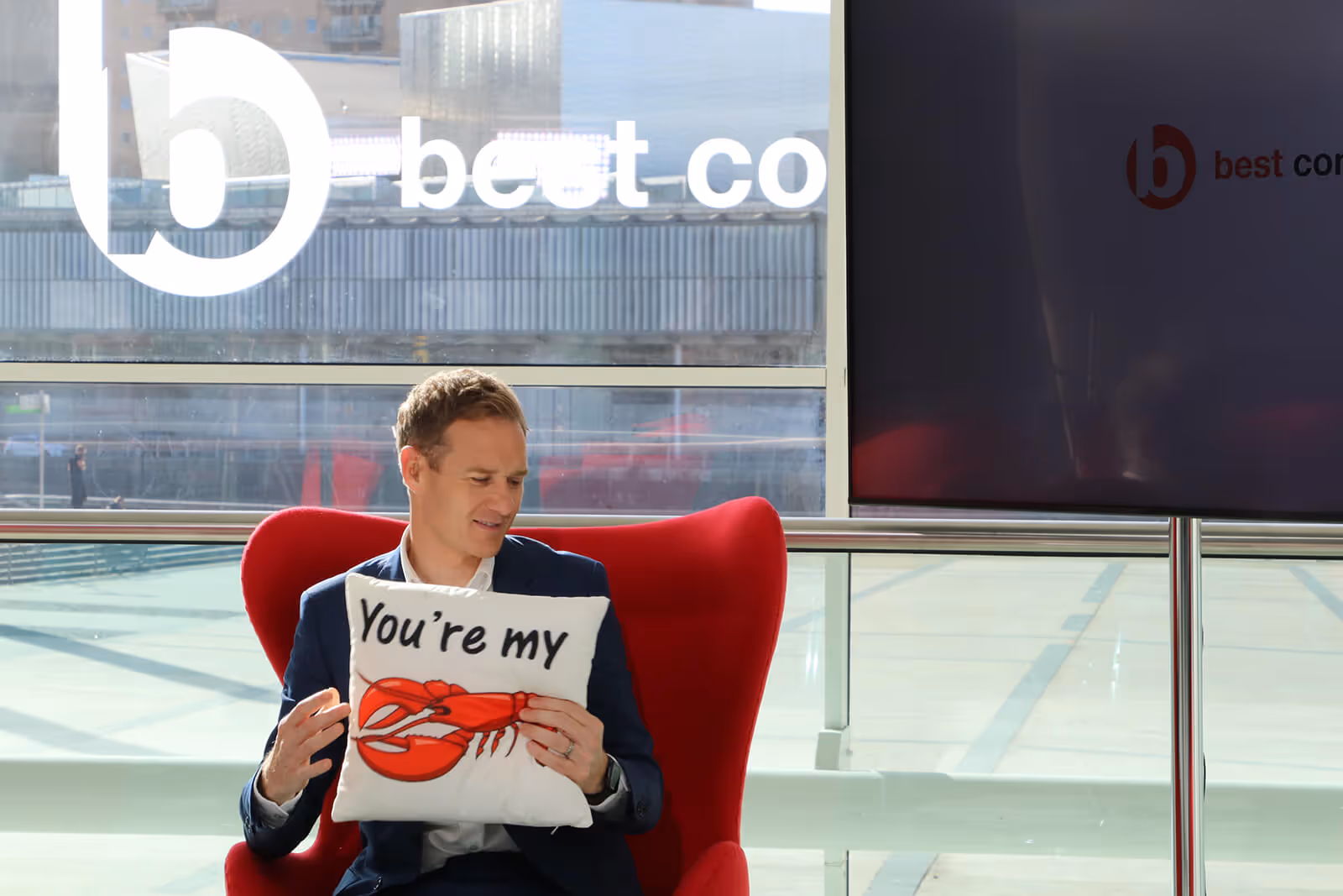 Presenter Dan Walker on the set of Best Companies Live at Media City UK