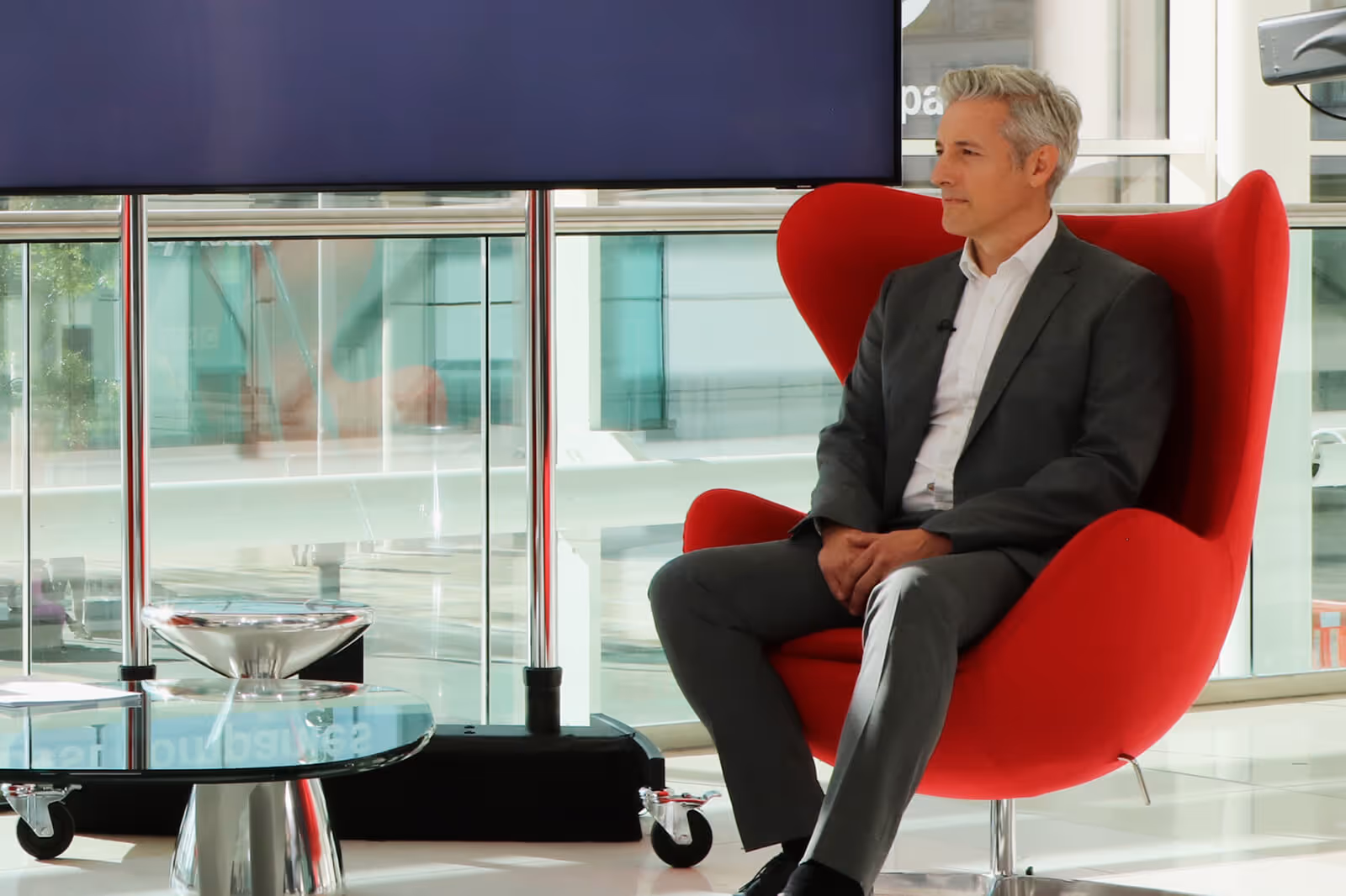 Andy McKinlay of NHS Business Services Authority on set at Best Companies Live