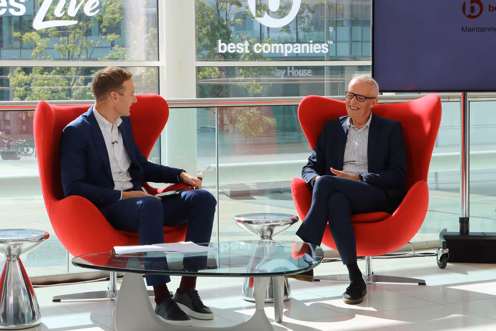 Best Companies Live host Dan Walker and Believe Housing's CEO Bill Fullen