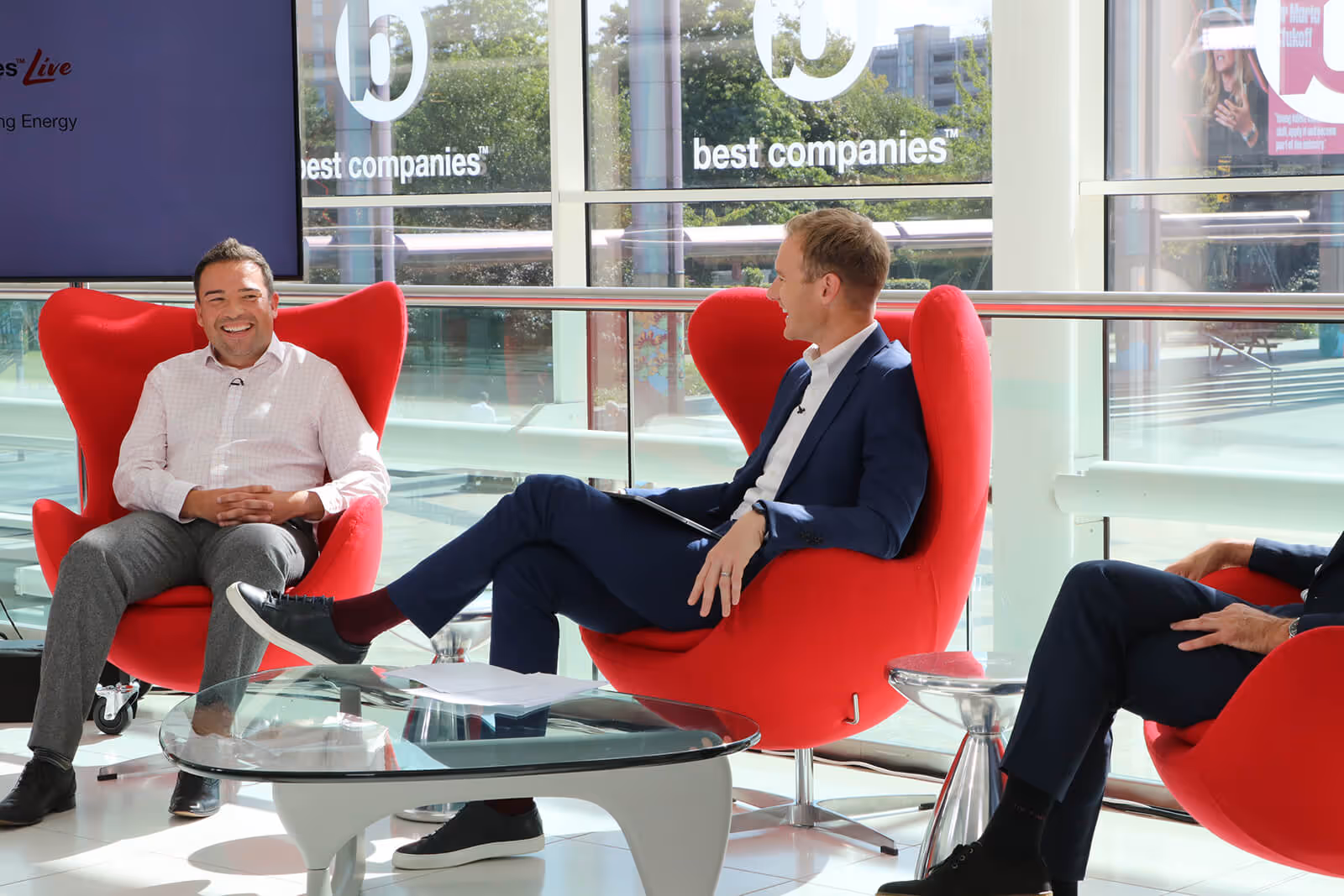 Guests on set during Maintaining Culture & Building Energy Best Companies Live insight session