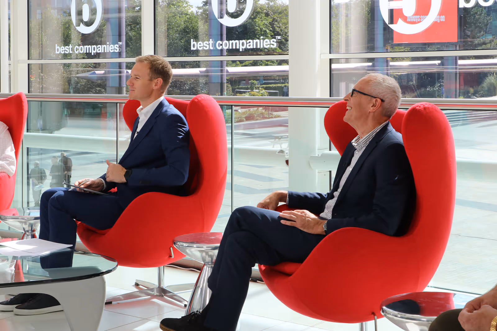 Best Companies Live host Dan Walker and Believe Housing's CEO Bill Fullen