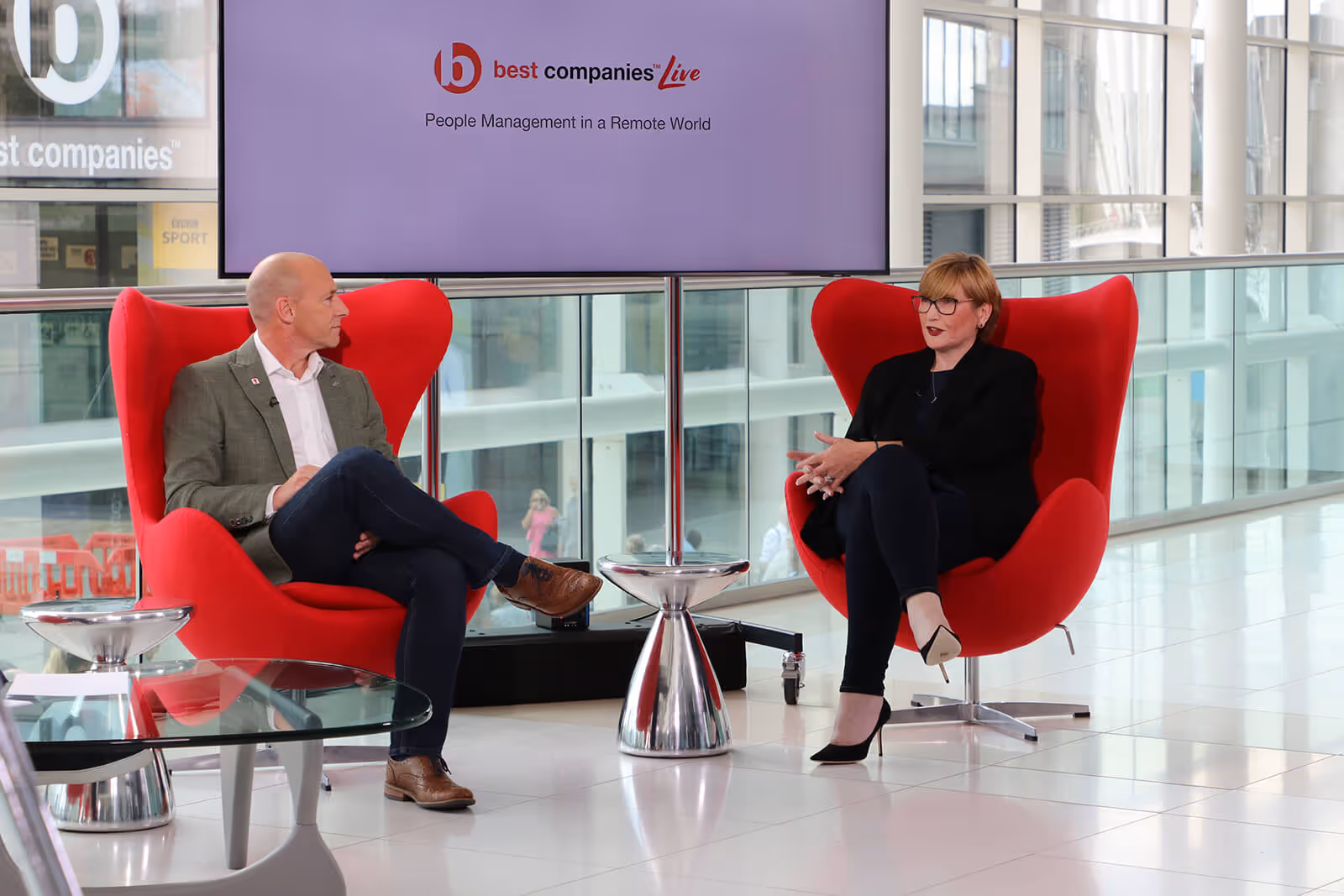 UK Coaching's Mark Gannon and AJ Bell's Jo James discuss People Management in a Remote World at Best Companies Live