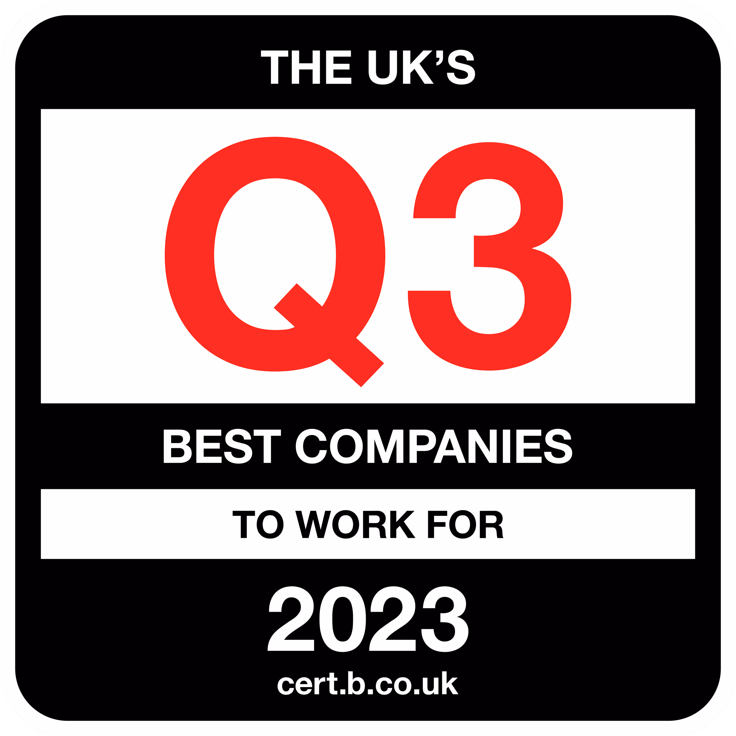 The UK's 100 Best Large Companies to Work For 2022 Q3 list logo