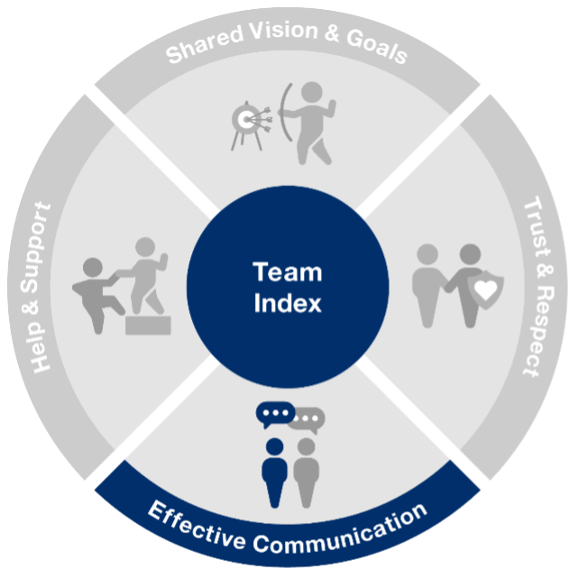 Team Index circle with Effective Communication icon highlighted.