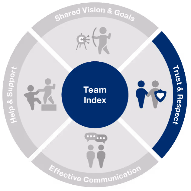 Team Index circle with Trust and Respect icon highlighted.