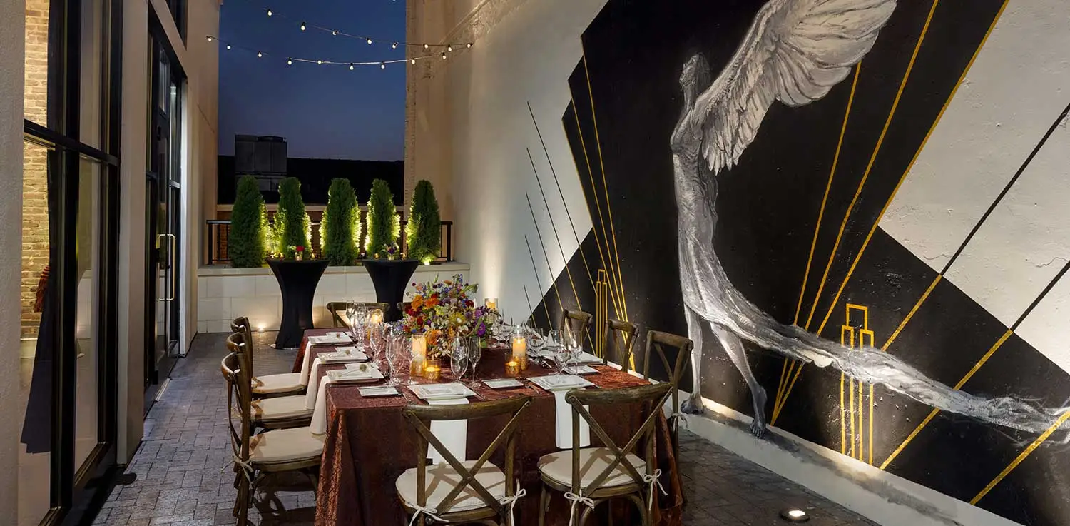 outdoor private dining area at Revivalist in Huntsville