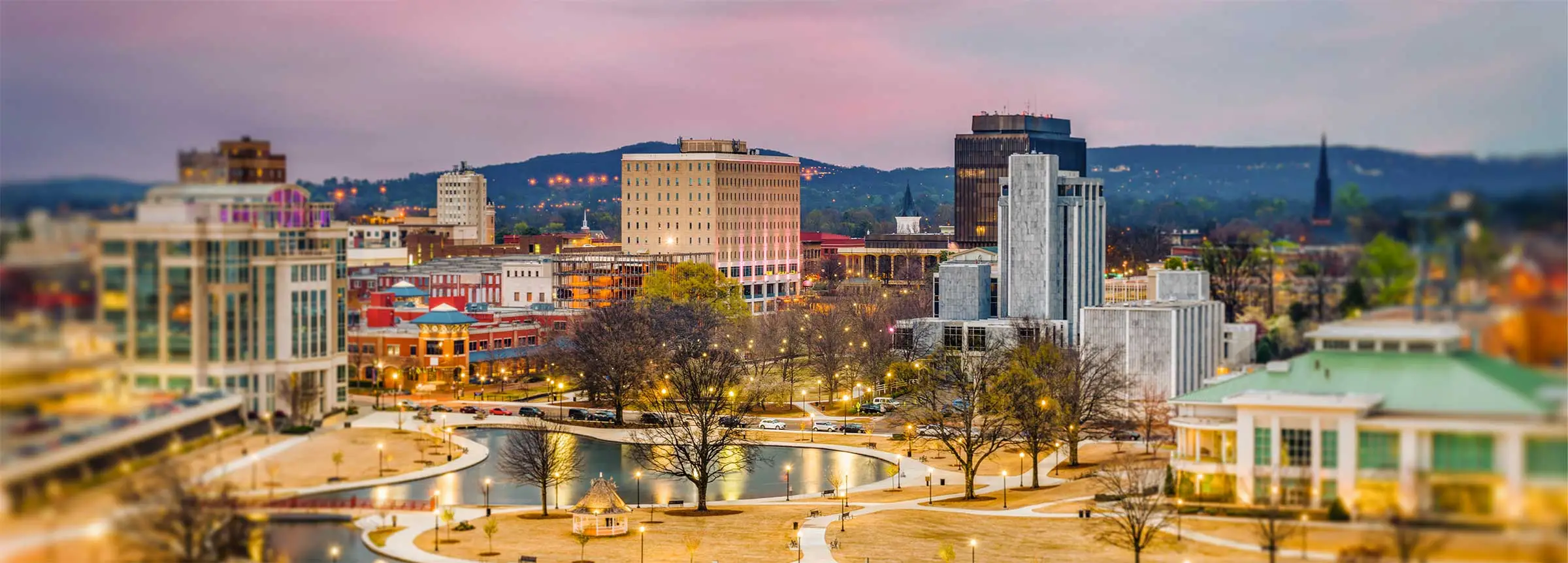 Aerial photo of downtown Huntsville, hotel in downtown huntsville, 106 Jefferson