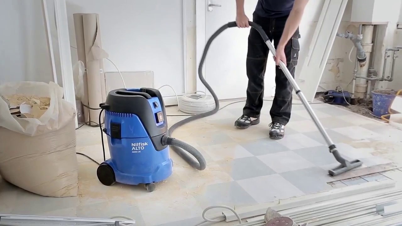 Post-construction cleaning in a newly completed interior
