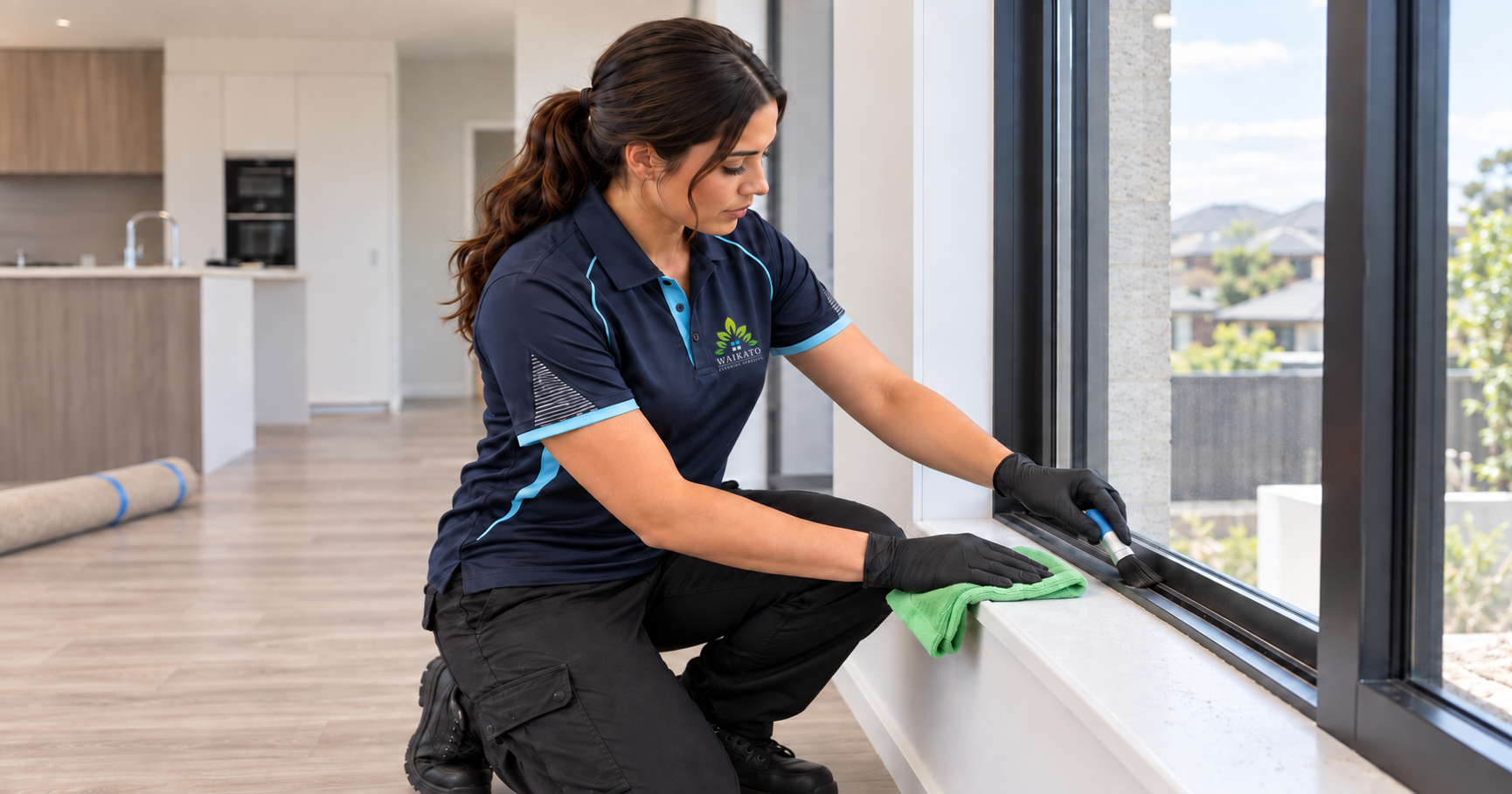 Newly completed residential interior ready for builders cleaning
