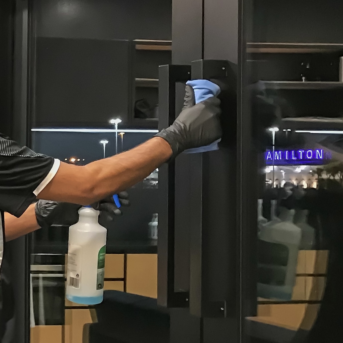 Commercial cleaner cleaning an office