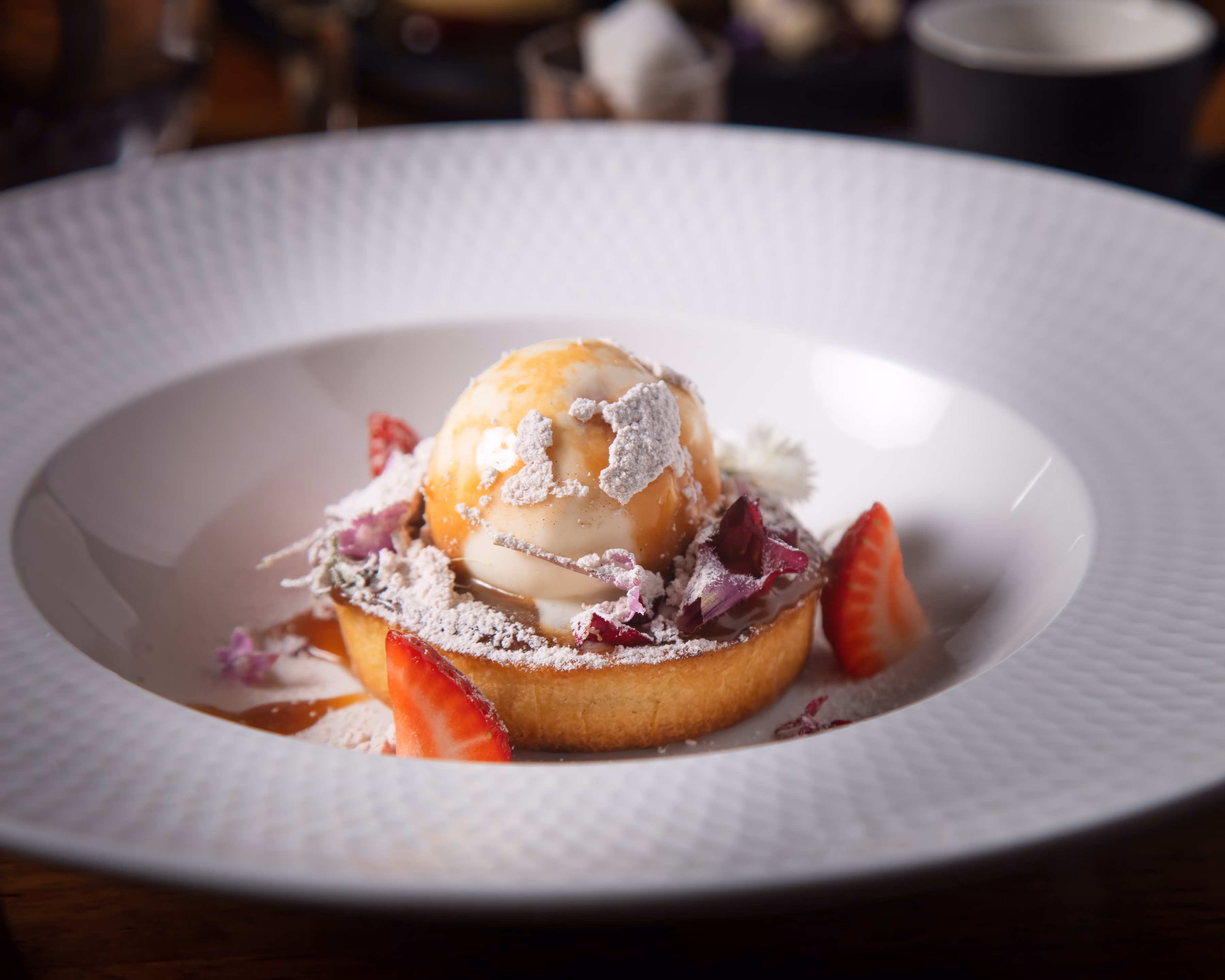 A plated dessert at Orléans Restaurant & Bar, Maroochydore