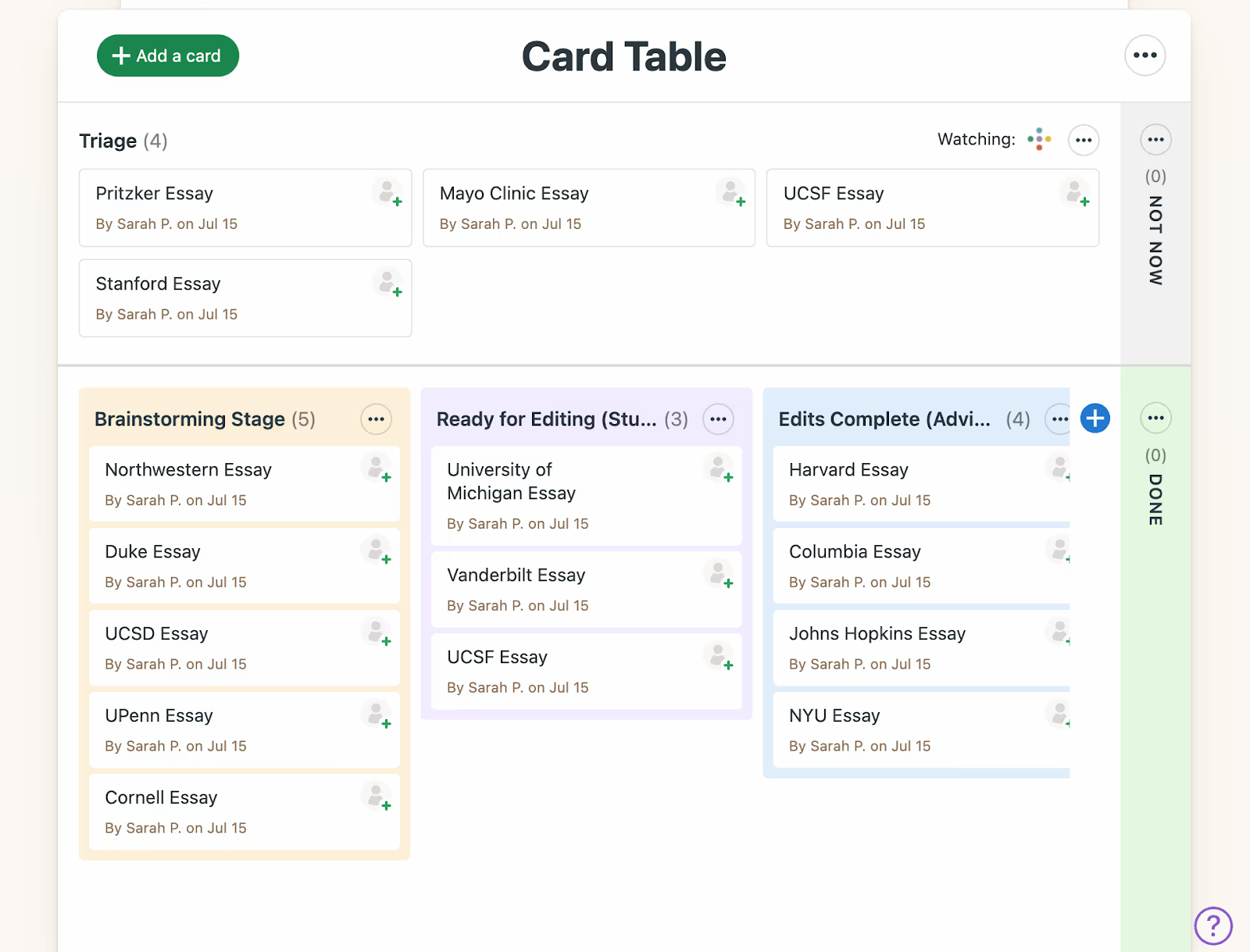 screenshot of Inspira Advantage's essay editing organizing software