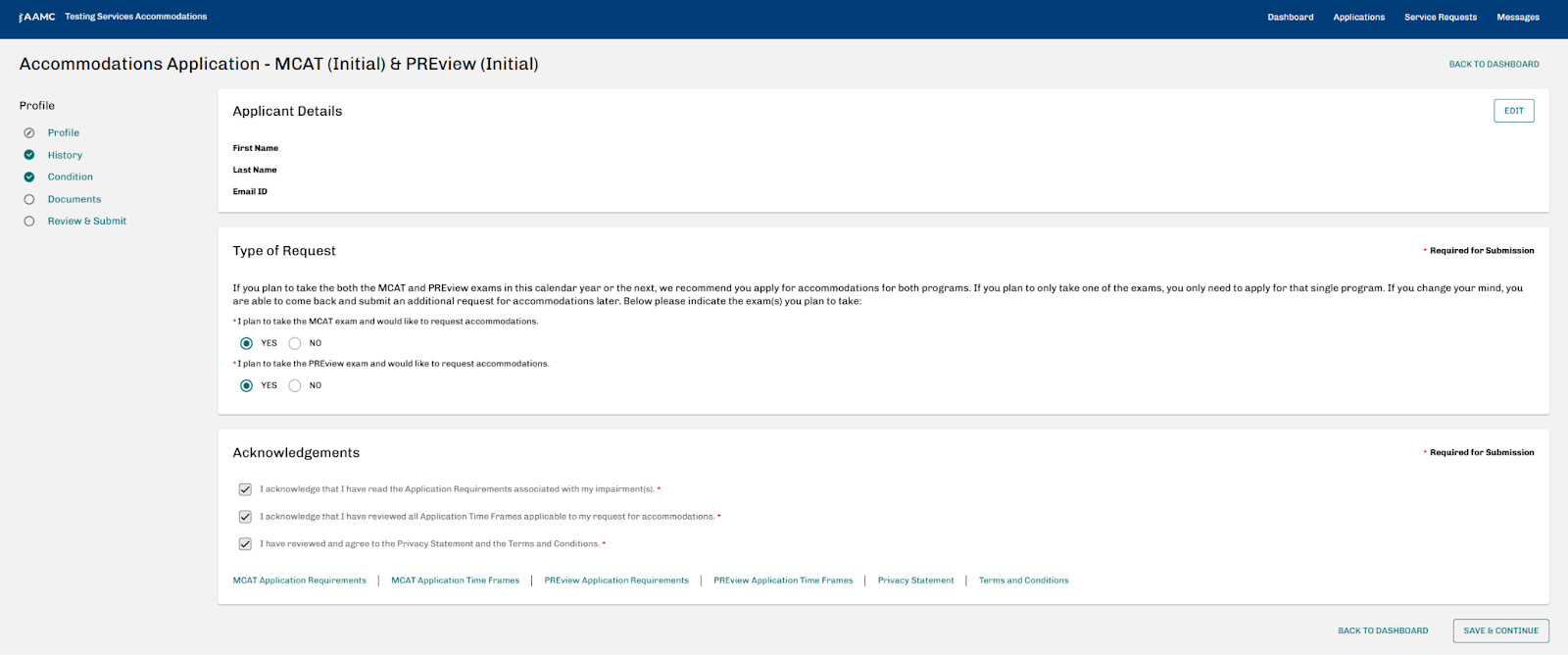 AAMC MCAT accommodations application system