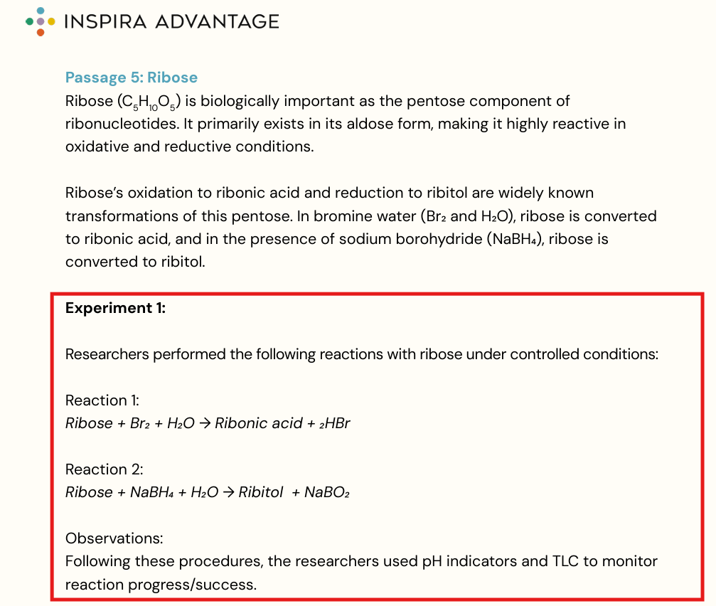 MCAT Chemical and Physical Foundations of Biological Systems. Passage 5, experiment 1.