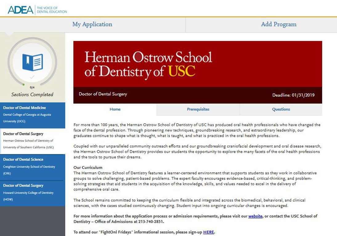 Screenshot of the AADSA Program Materials section