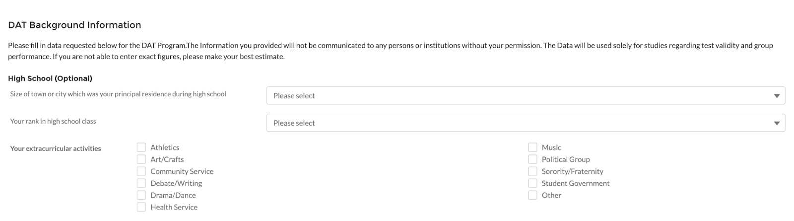 DAT Backround Information