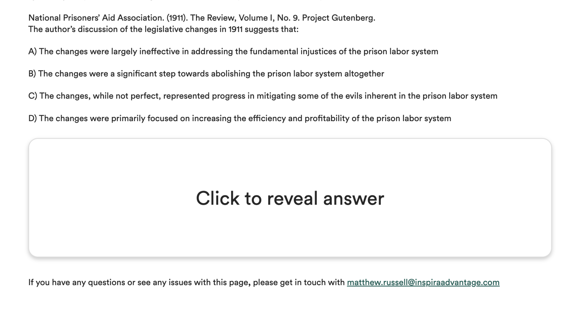 Screenshot of Inspira Advantage's MCAT Question of the Day question bank.