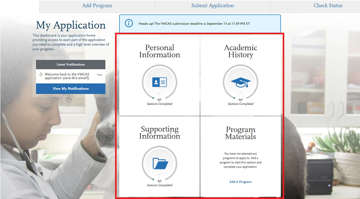 Screenshot of all VMCAS application components