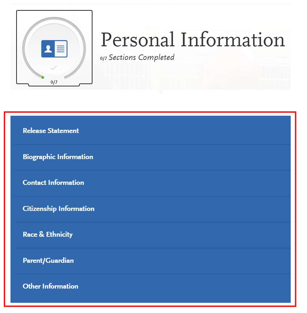 Screenshot of the Personal Information section on the VMCAS