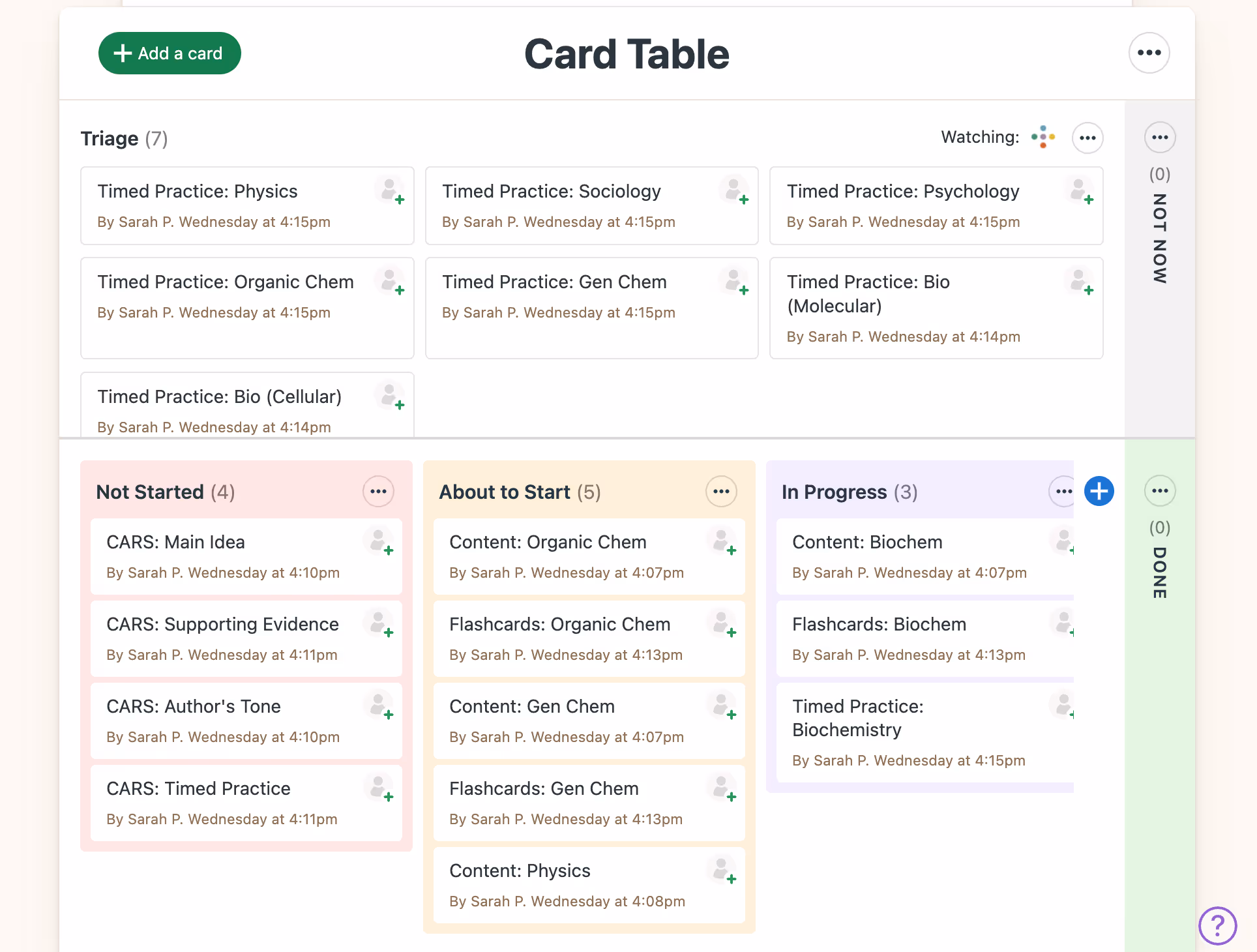 Image of Inspira Advantage's student dashboard, project management page