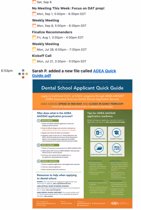 Image of Inspira Advantage's student dashboard, schedule log