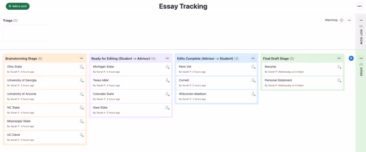 Image of Inspira Advantage's student dashboard, project management page