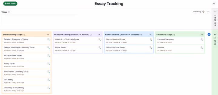Image of Inspira Advantage's student dashboard, project management page