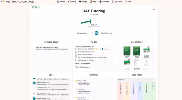 Image of Inspira Advantage's student dashboard home page