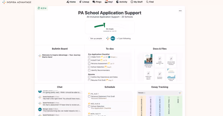 Image of Inspira Advantage's student dashboard home page