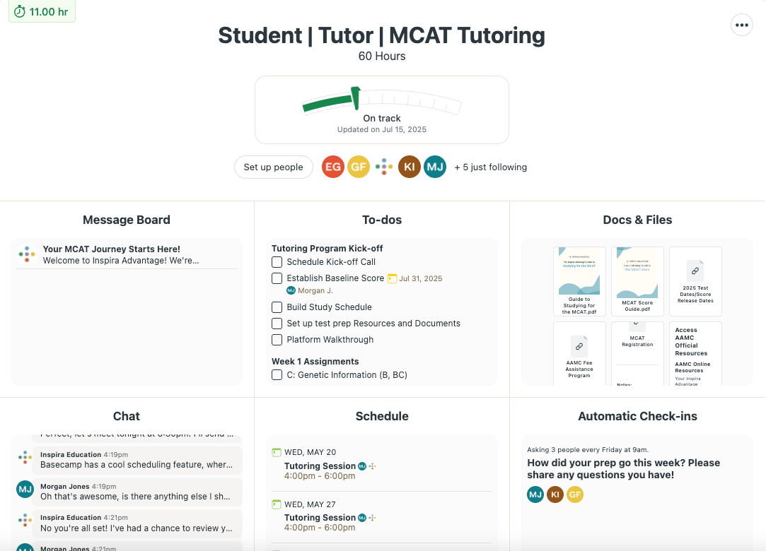 Image of Inspira Advantage's student dashboard home page