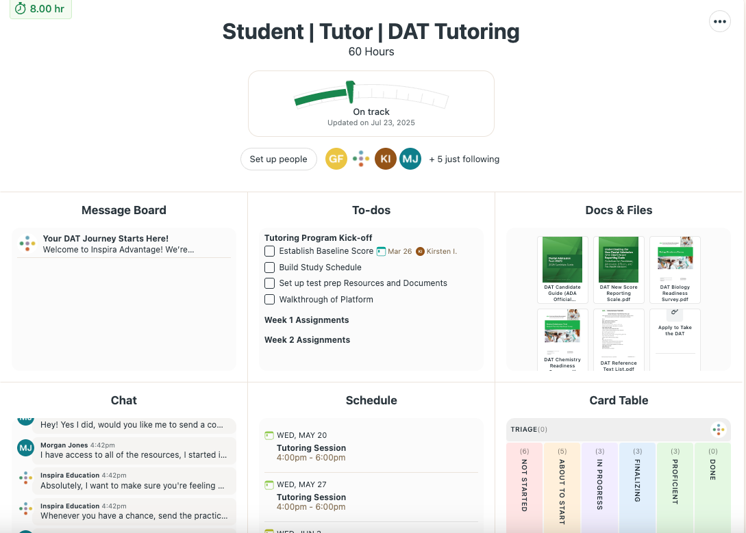 Image of Inspira Advantage's student dashboard home page