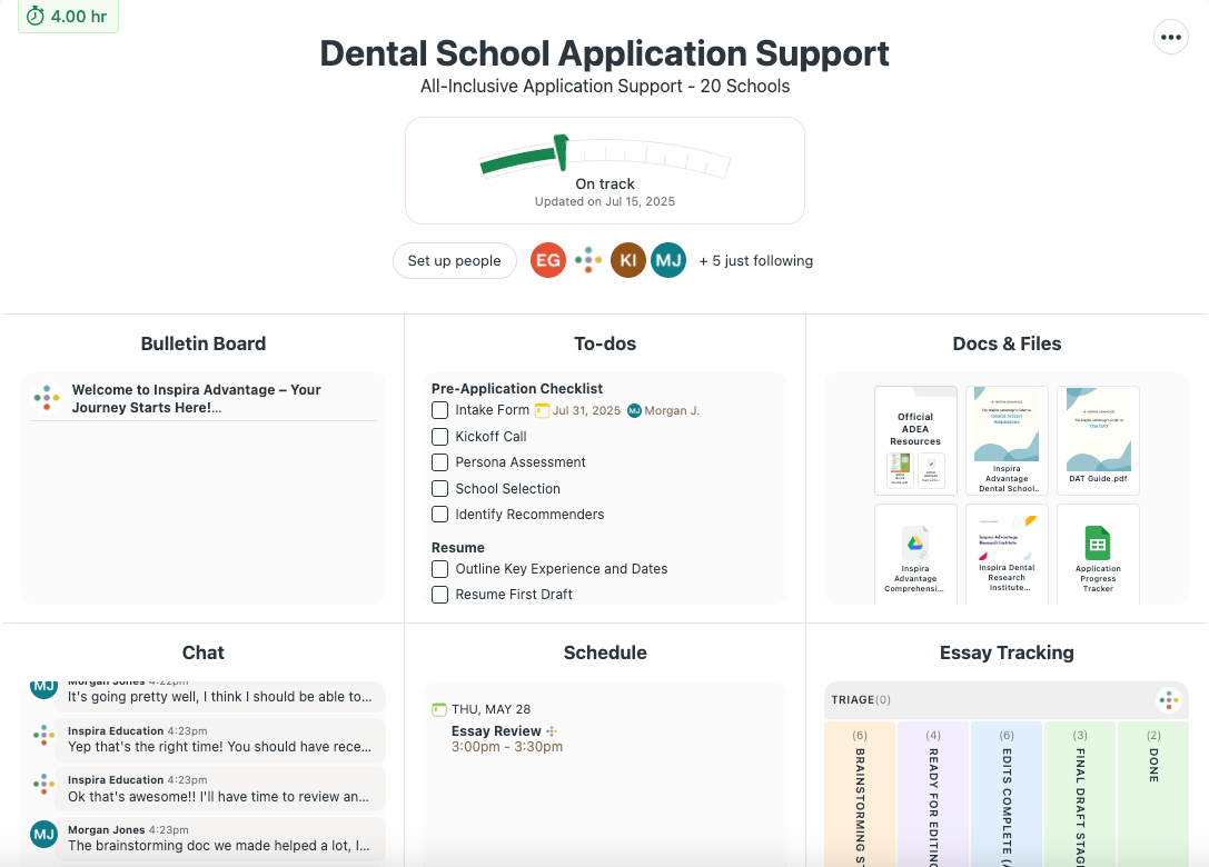 Image of Inspira Advantage's student dashboard home page