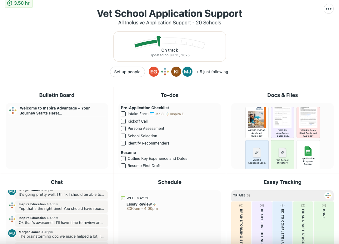 Image of Inspira Advantage's student dashboard home page