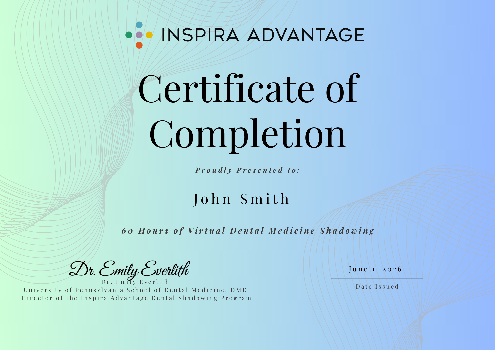 Image of Inspira Advantage's student dashboard home page