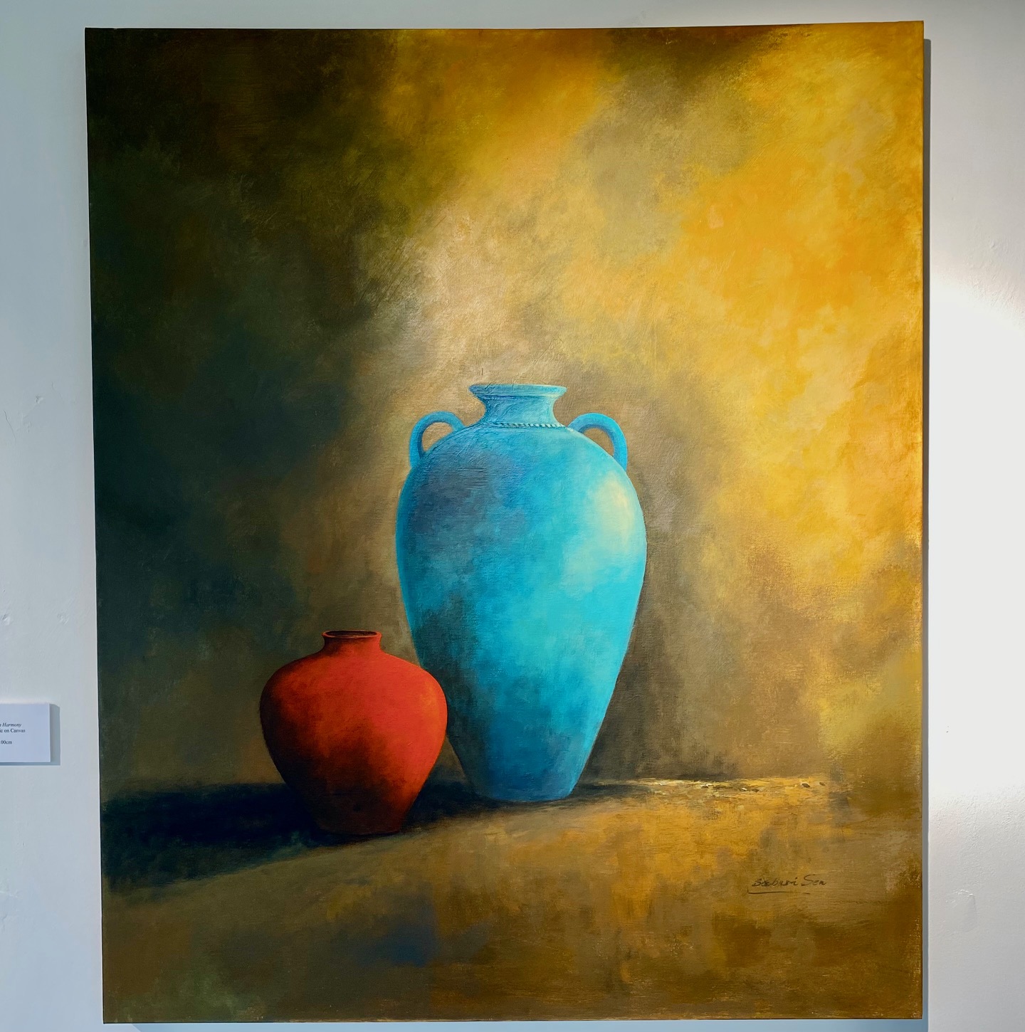 Huge, vibrant painting by Sabari Sen