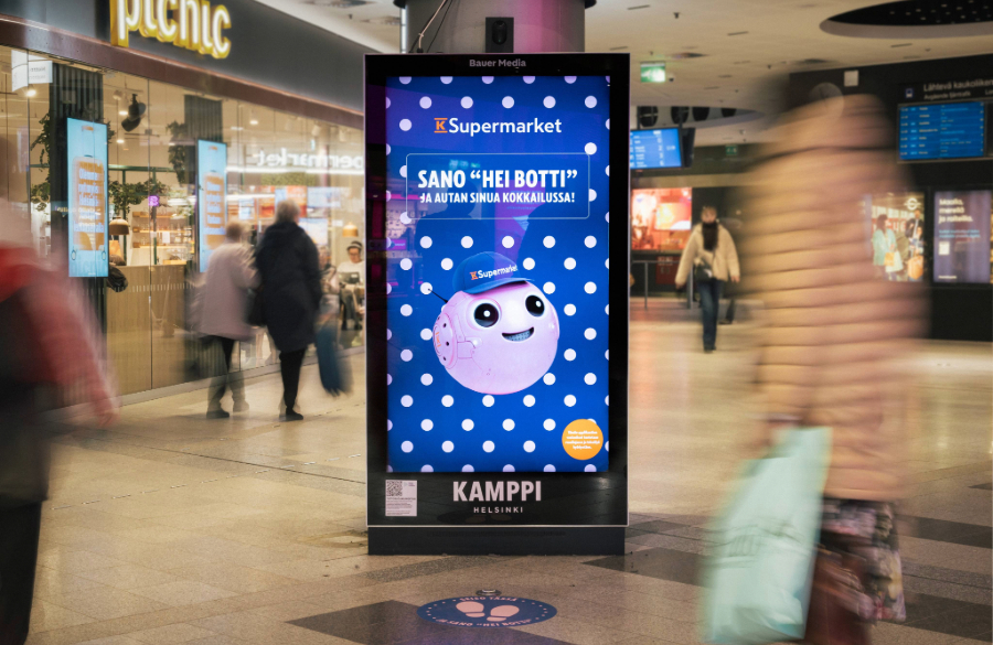 K-supermarket tuo kokeiluun tekoälyä hyödyntävän diginäytön, jonka kanssa voi kommunikoida
