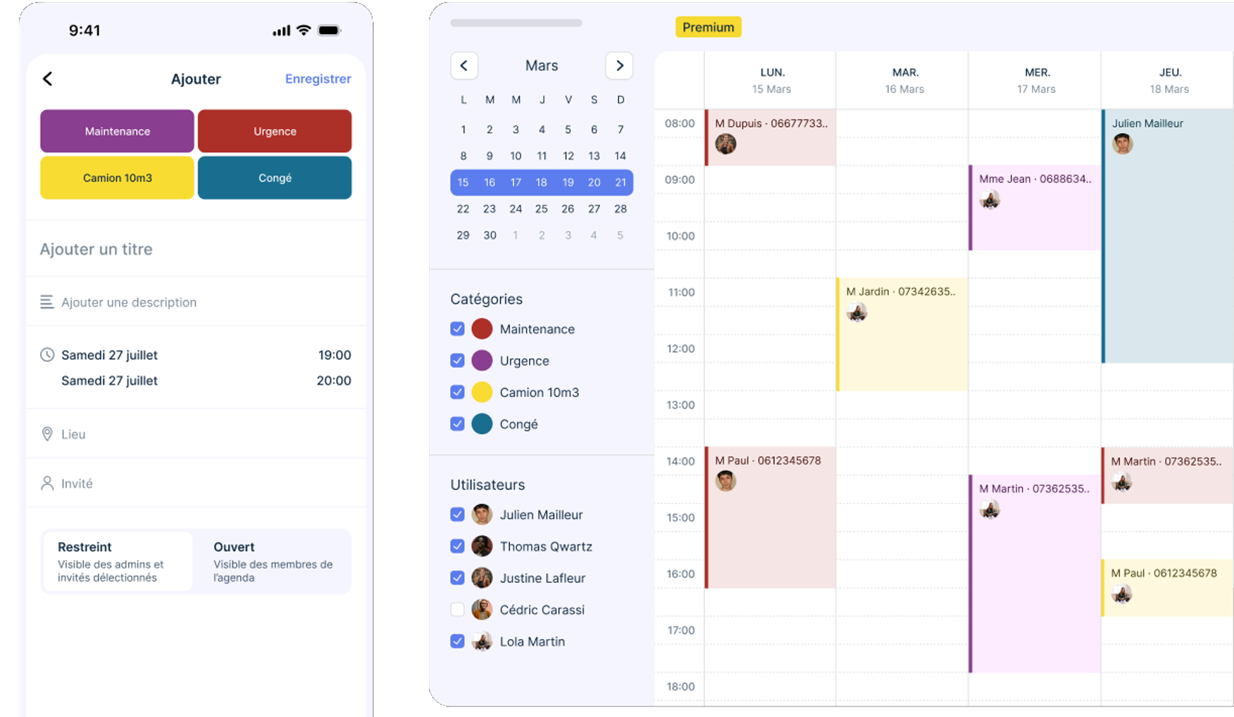 Application planning des interventions