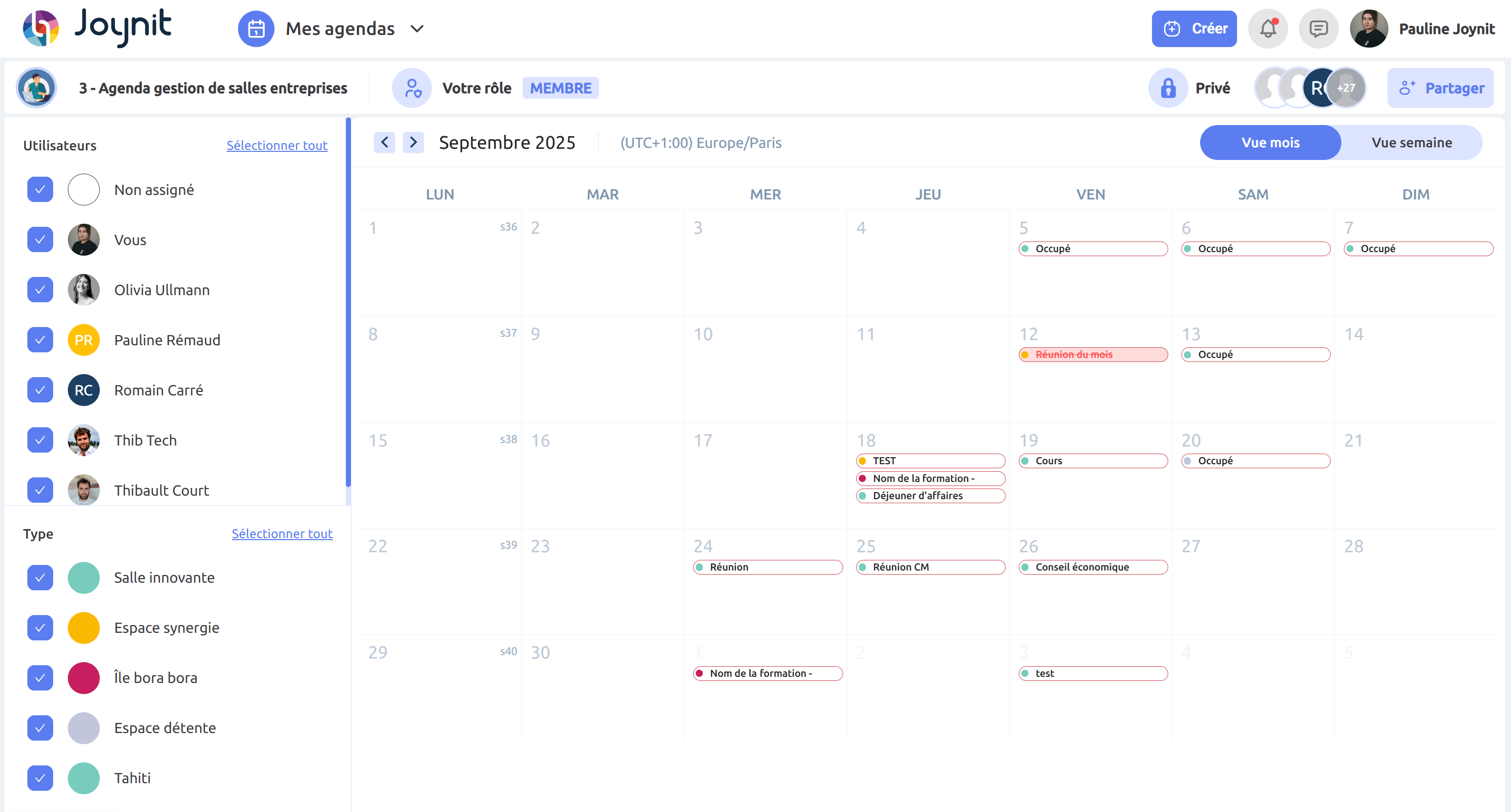 Agenda réservation de salle
