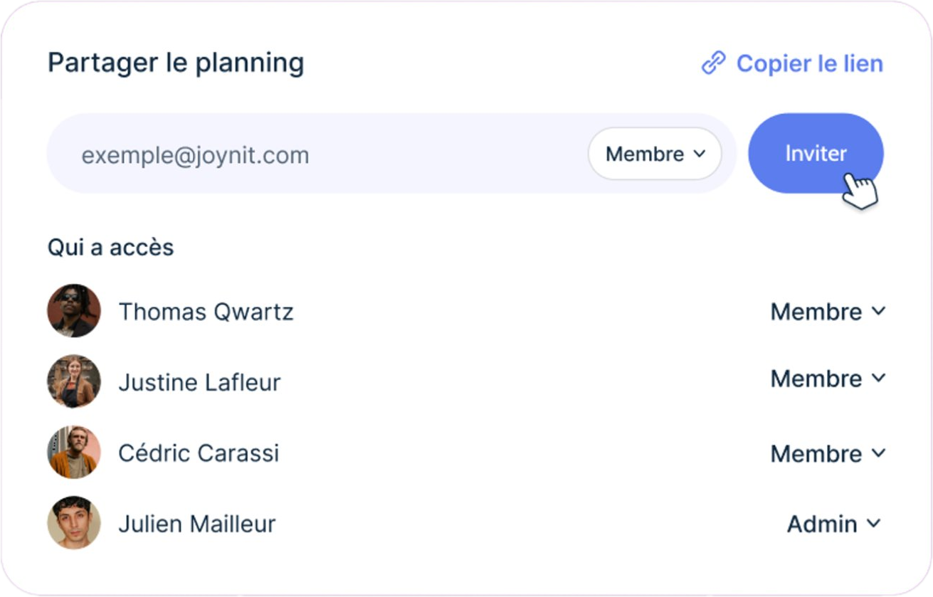 Calendrier partagé gestion des accès