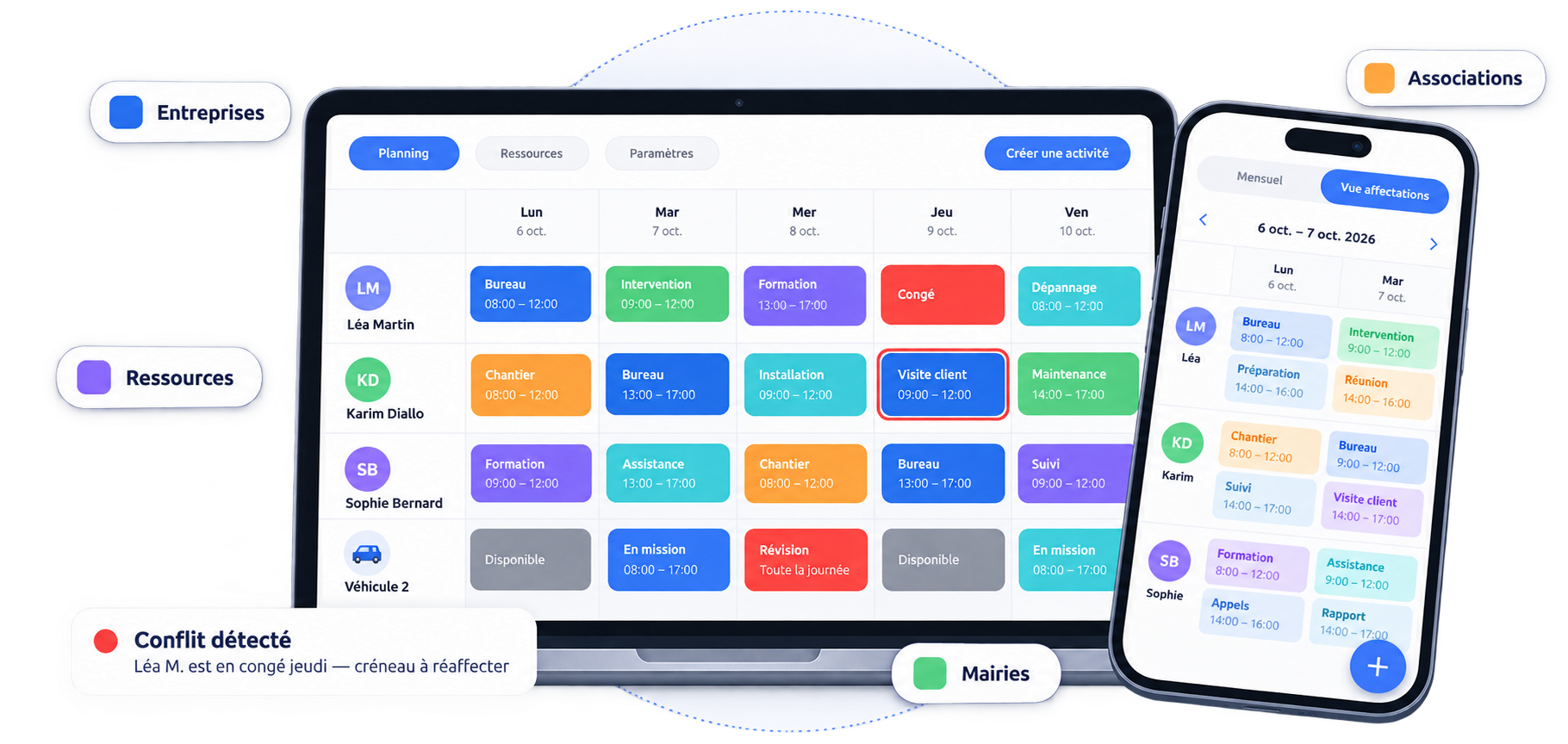 Planning partagé en ligne Joynit sur ordinateur et mobile