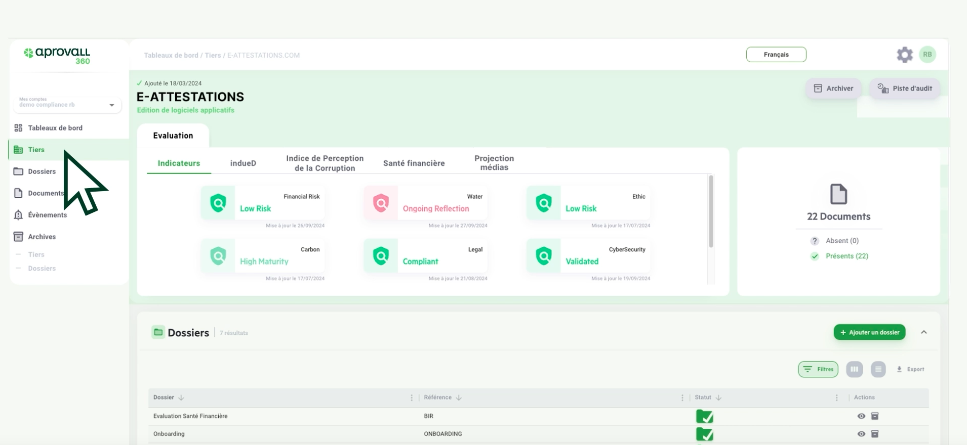 Tableau - E-attestation