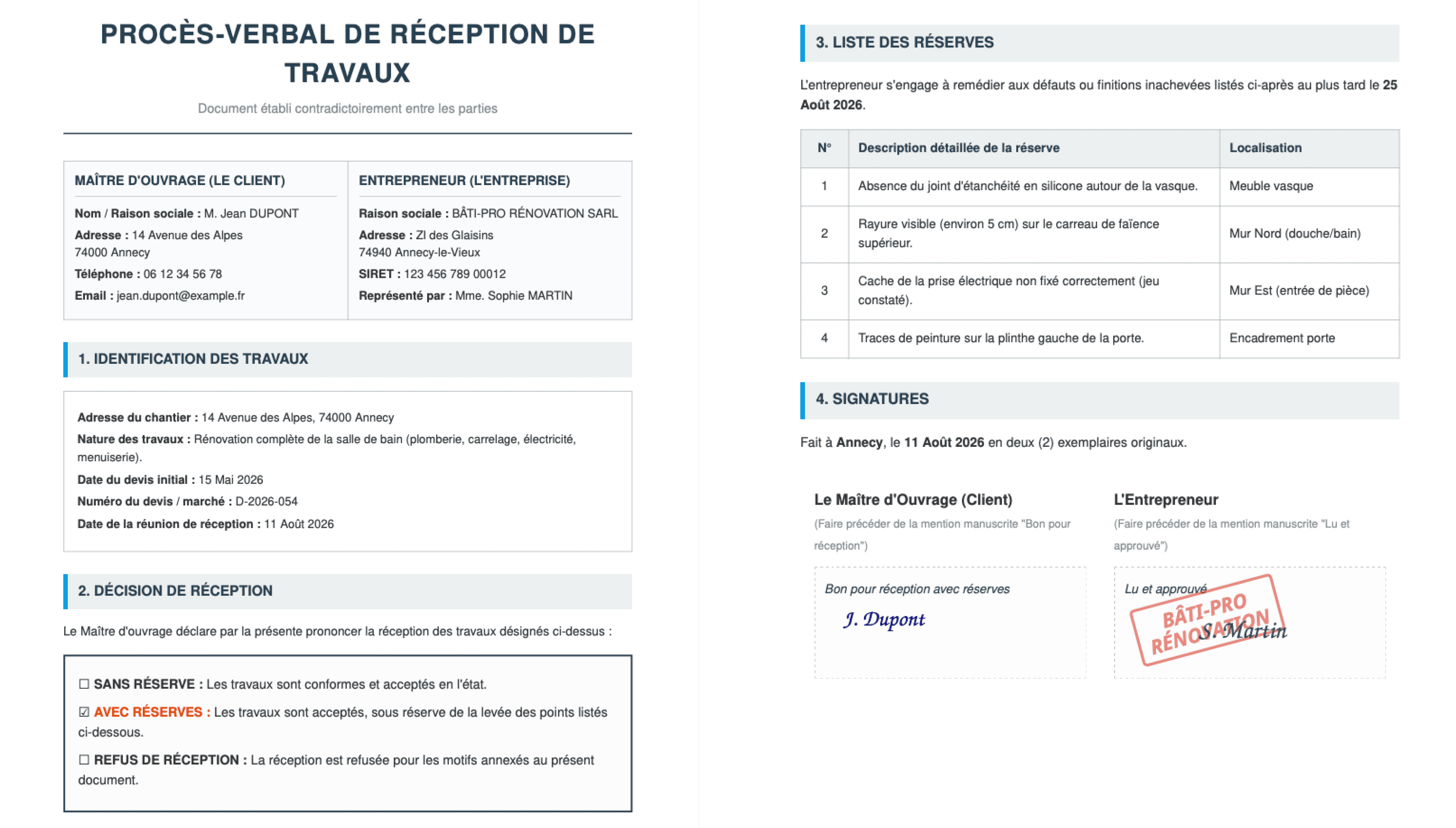 Exemple de procès-verbal
