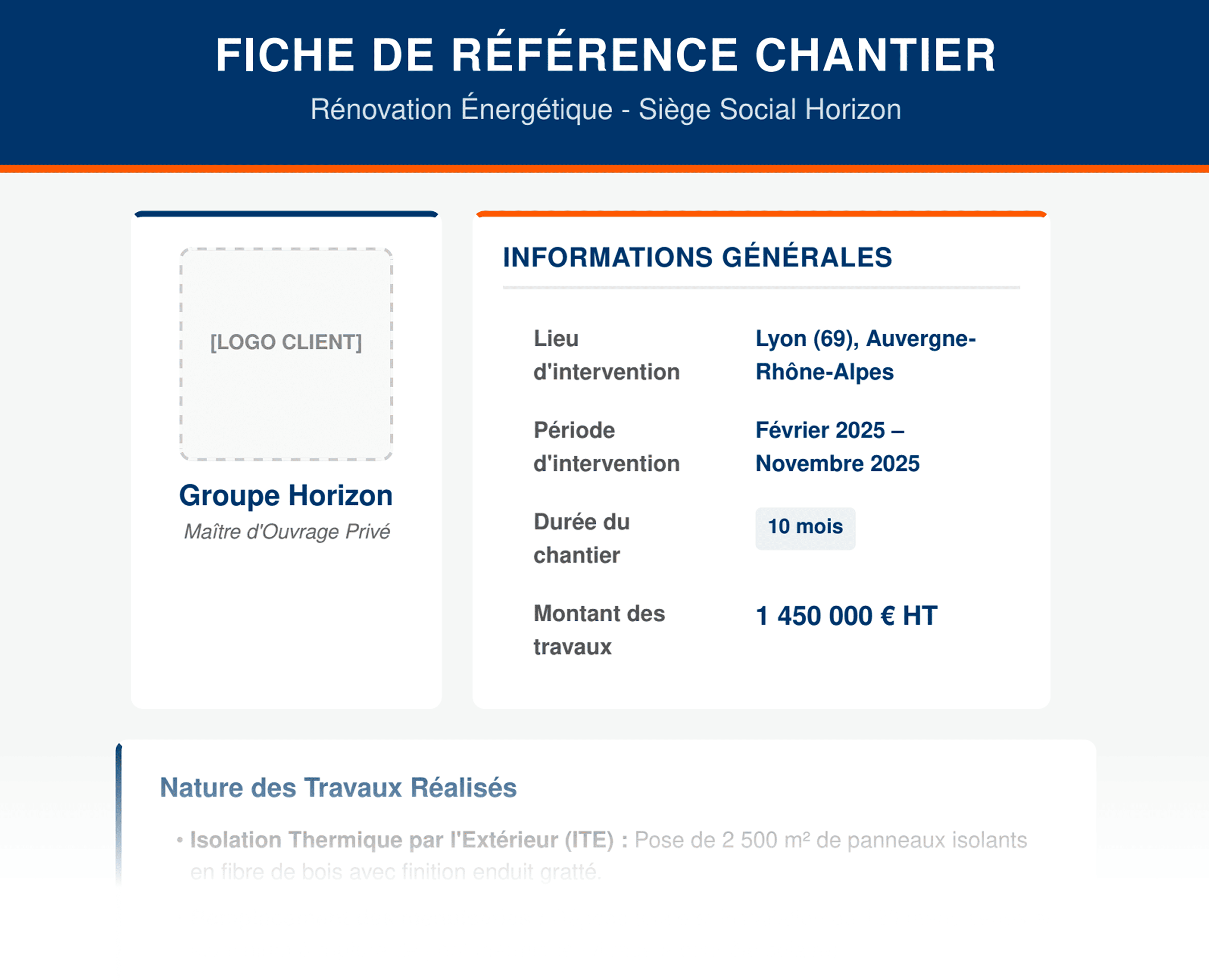 Exemple de fiche de référence chantier Exemple de fiche de référence chantier