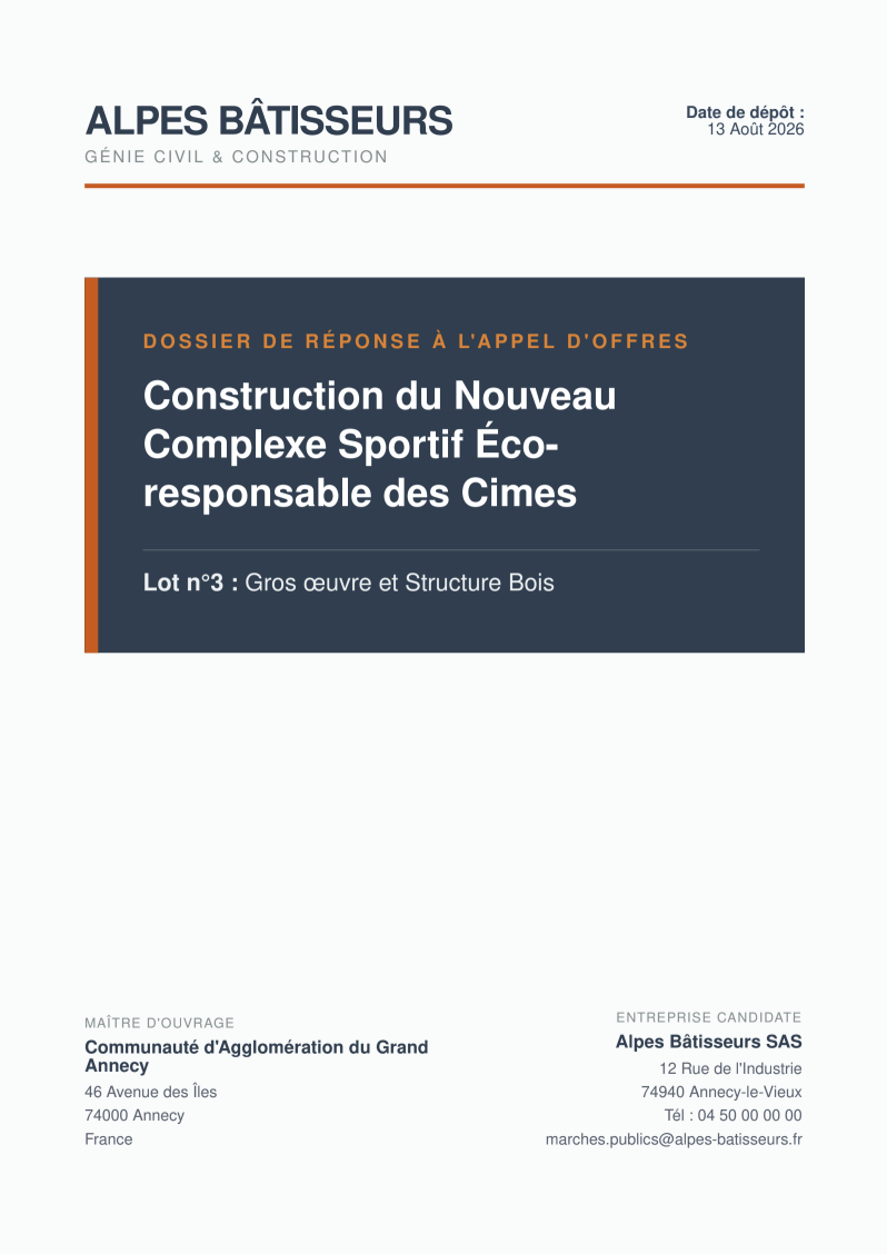 age de garde fictive avec nom de l'entreprise, intitulé du marché, date de dépôt age de garde fictive avec nom de l'entreprise, intitulé du marché, date de dépôt